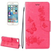 For  iPhone 8 & 7   Pressed Flowers Butterfly Pattern Horizontal Flip Leather Case with Holder & Card Slots & Wallet